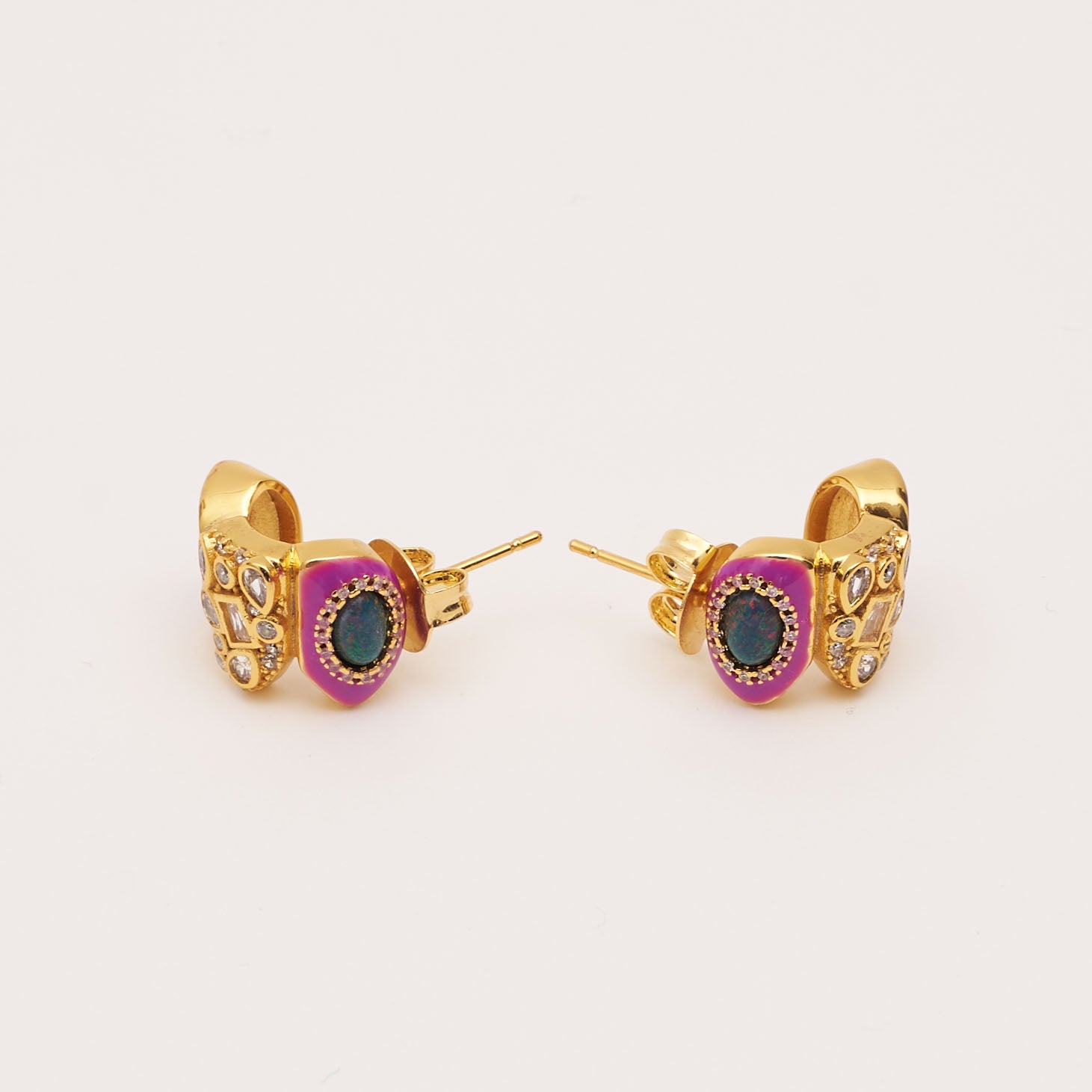 The Erin Taylor earrings enamel purple and red