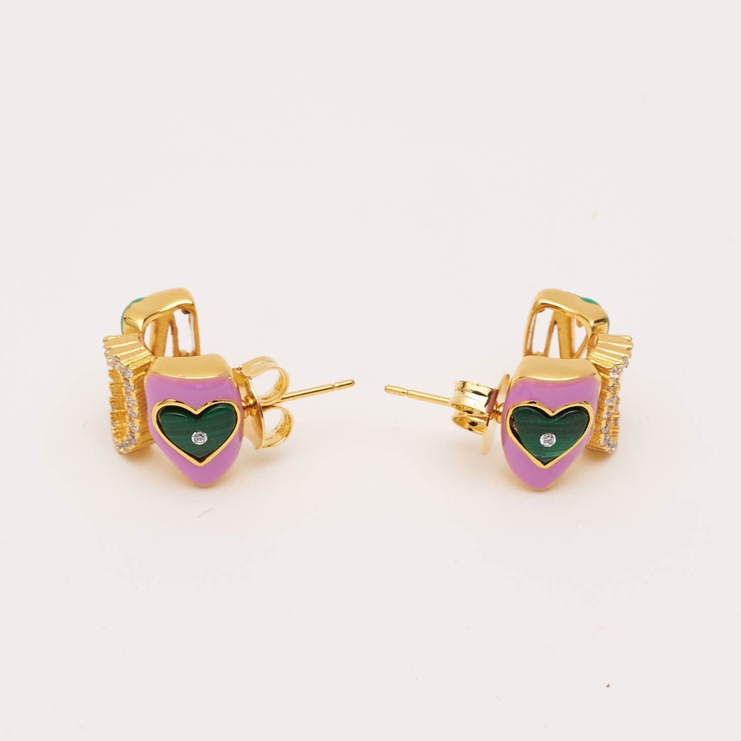 The Erin Taylor earrings enamel pink and green